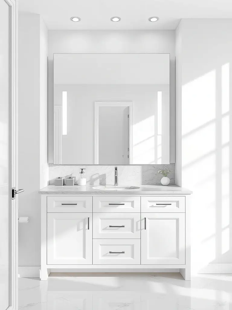 A photo of a recently renovated bathroom with new tile flooring, modern vanity, and updated fixtures, showcasing GTAPRO RENOVATIONS' bathroom renovation expertise.